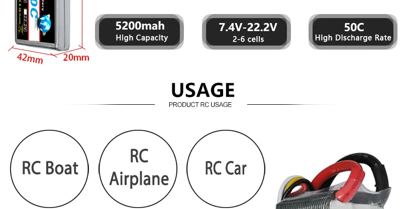 HRB 5200mah 3S 11.1V - Deans T XT60 Lipo Battery, HRB 5200mah 3S 11.1V, 5200mah 7.4V-22.2V 50C High Capacity 2-6