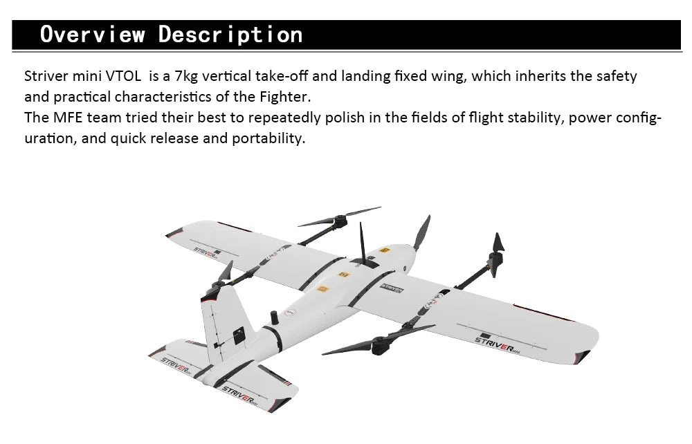 Makeflyeasy Striver (VTOL Version), TRIVER mini VTOL is a vertical take-off and landing fixed wing