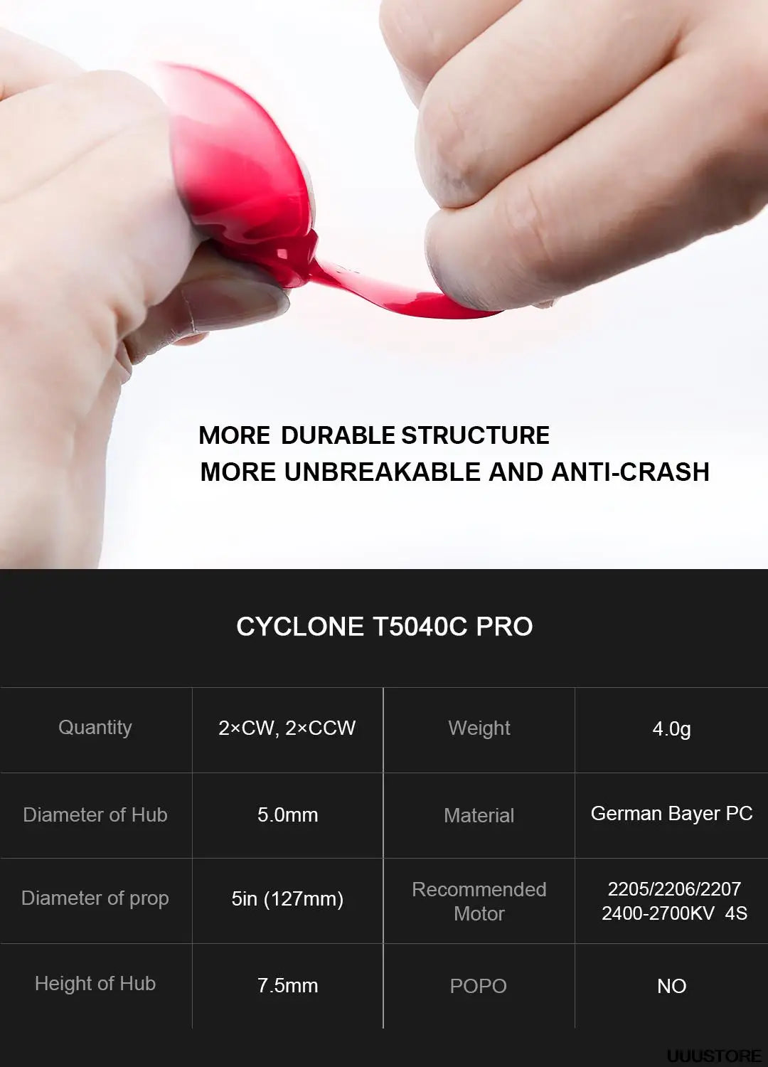 T5040C PRO Quantity 2xCW, 2xCCW Weight 4.0g