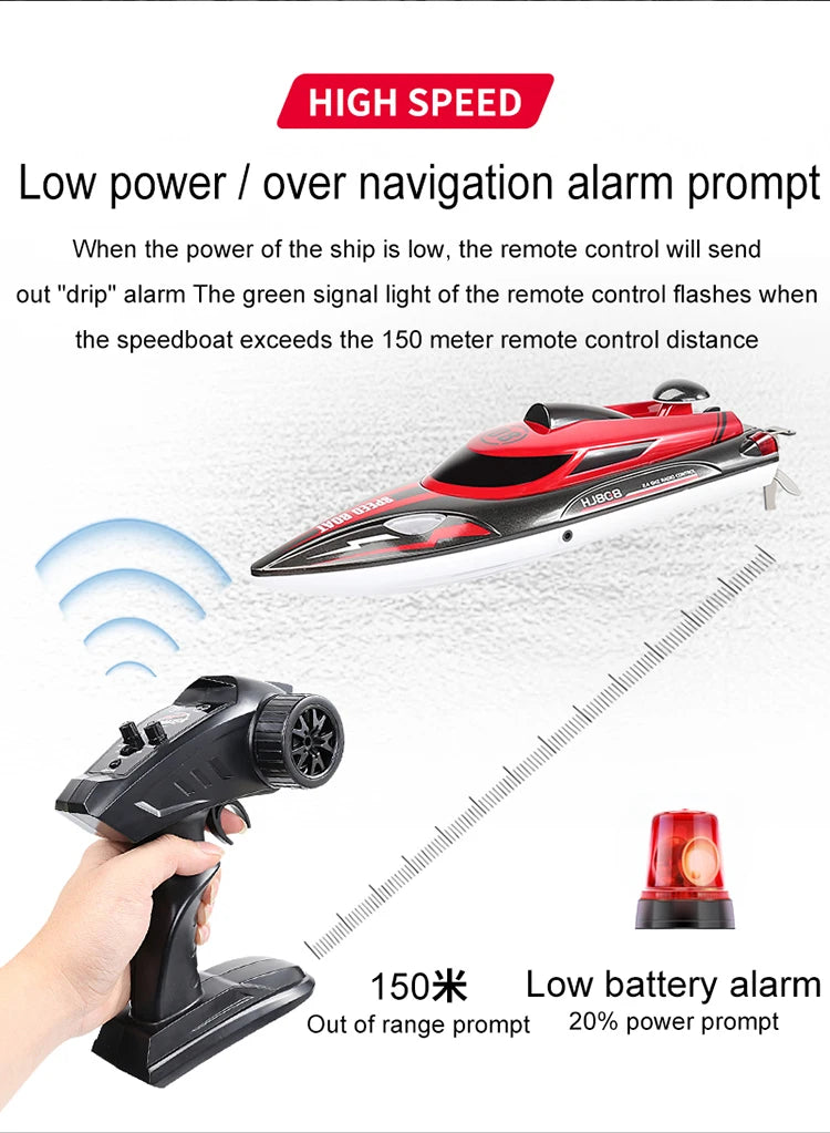 HJ808 RC Boat, speedboat's remote control sends out "drip" alarm when power goes out 