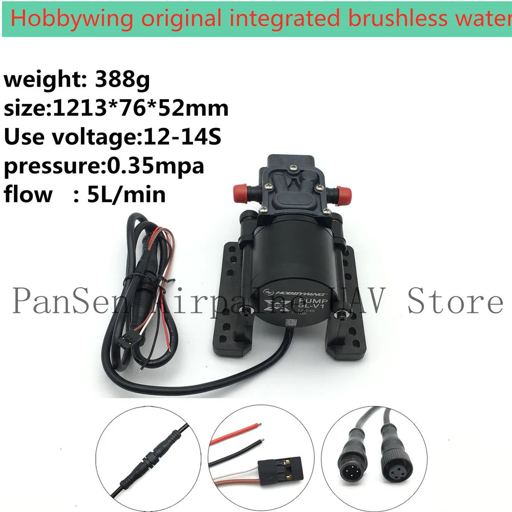 Hobbywing Combo Pump - 5L Brushless Water Pump 10A 14S V1 Sprayer Diaphragm Pump for Plant Agriculture Drone Accessories 7 Hobbywing Combo Pump, Hobbywing original integrated brushless water weight: 388g size:1213*76*
