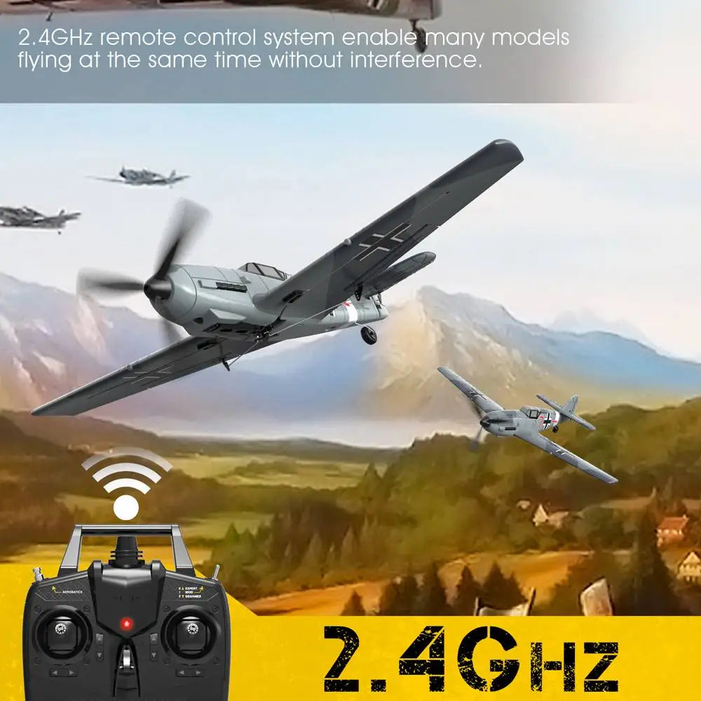 Eachine BF109 RC Airplane, 2.4GHz remote control system enable many models flying at the same time without interference; Z.