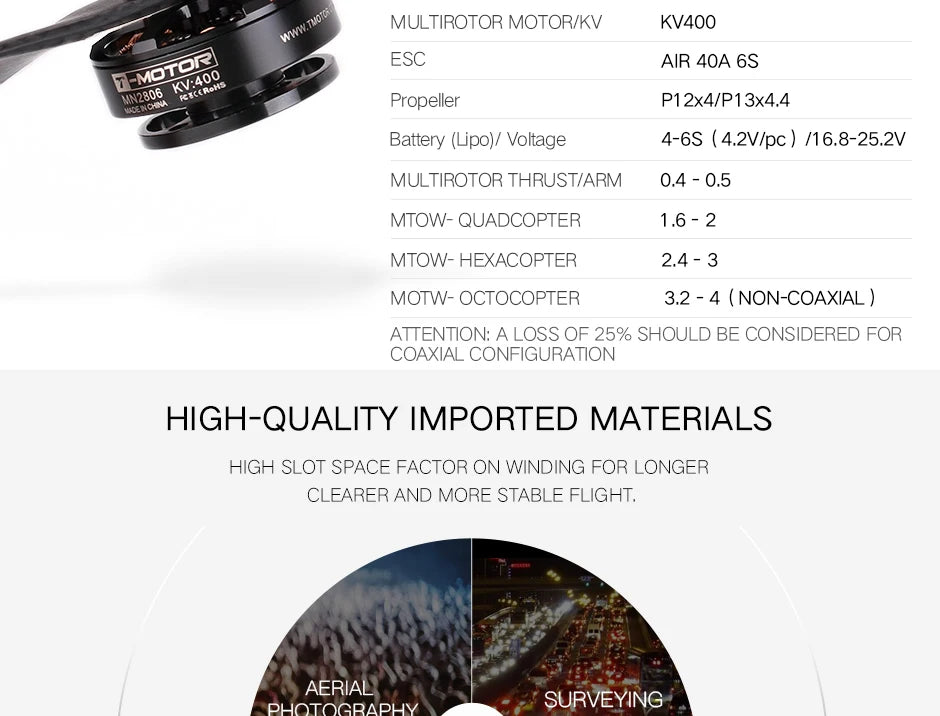 T-motor, MULTIROTOR MOTORIKV KV4OO ESC AIR 4