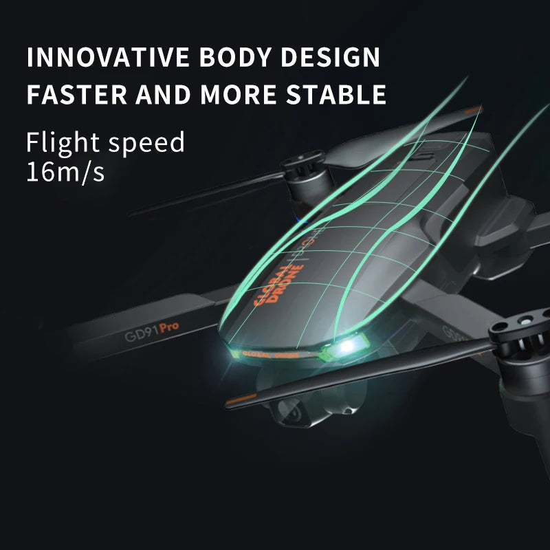 GD91 PRO Drone, BODY DESIGN FASTER AND MORE STABLE Flight speed 16m/s Pro e