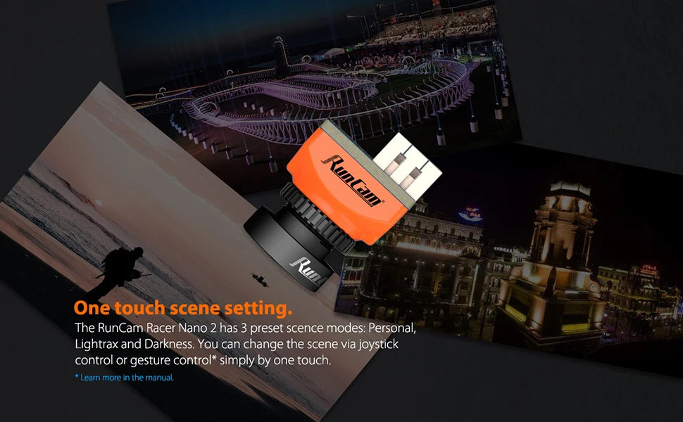 RunCam Racer Nano 2 Analog FPV Camera, the RunCam Racer Nano 2 has 3 preset scence modes: Personal