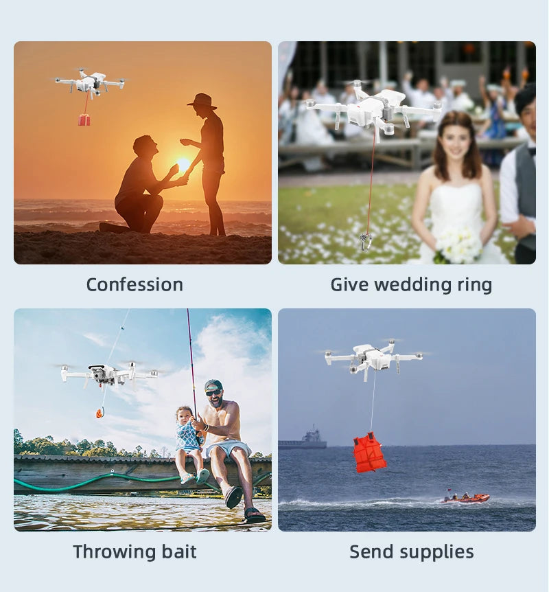Airdrop System for DJI Mavic 3/2 Pro Zoom AIR 2 Mini 2/Mini 3 Drone Fishing Bait Wedding Ring Gift Deliver Life Rescue Thrower 65 Confession Give wedding ring Throwing bait Send