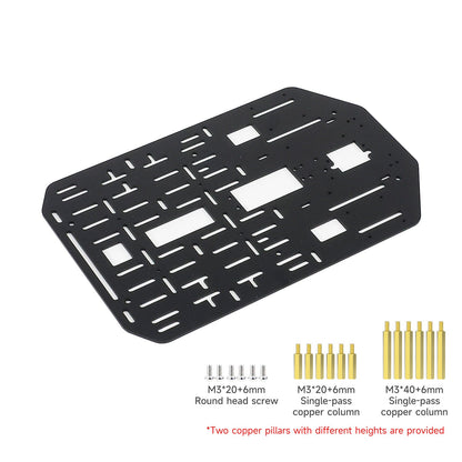 Yahboom 148x228x2mm upper aluminum alloy plate with M3 screws and copper standoffs for stacking