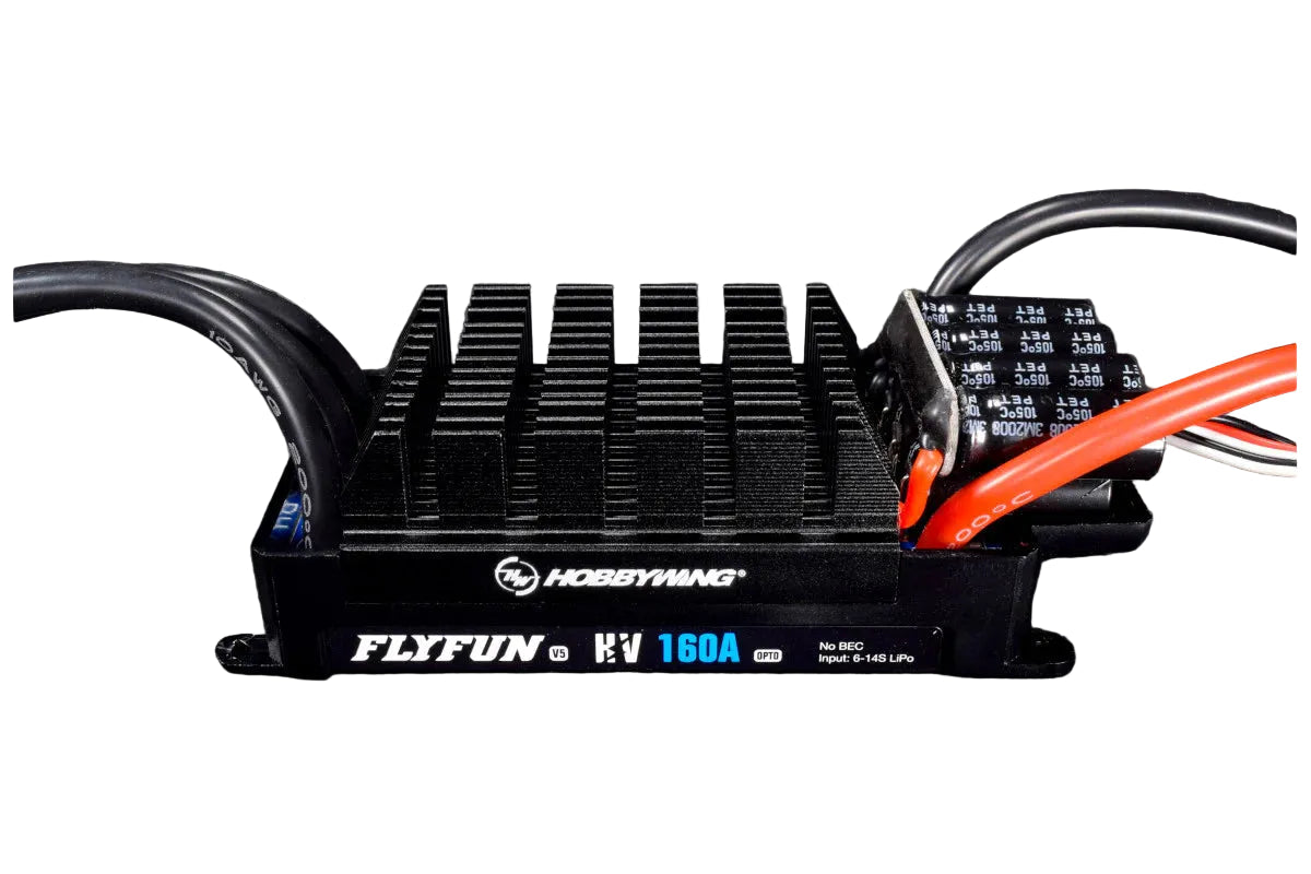 HobbyWing FlyFun HV 160A OPTO V5 RC aircraft ESC with large heatsink, No BEC, 6–14S LiPo input