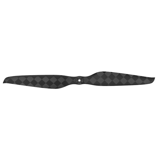 Hobbywing CF 3098 Propeller, Hobbywing CF 3098 carbon fiber two-blade propeller with black checkered weave and center hub mount