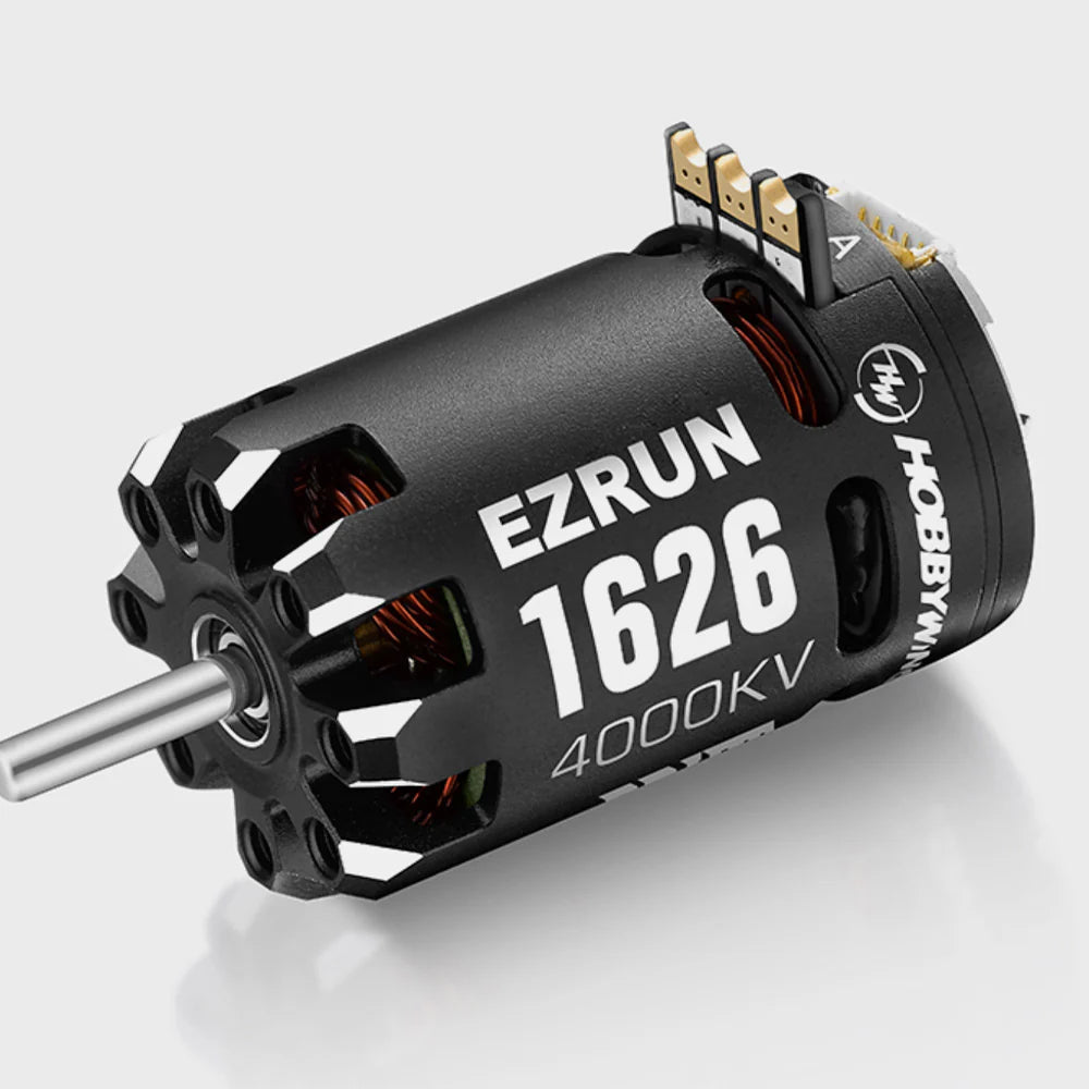 Hobbywing EZRUN 1626 Sensored Motor, Hobbywing EZRUN 1626 4000KV brushless RC motor with solder tabs, vented can, and steel shaft