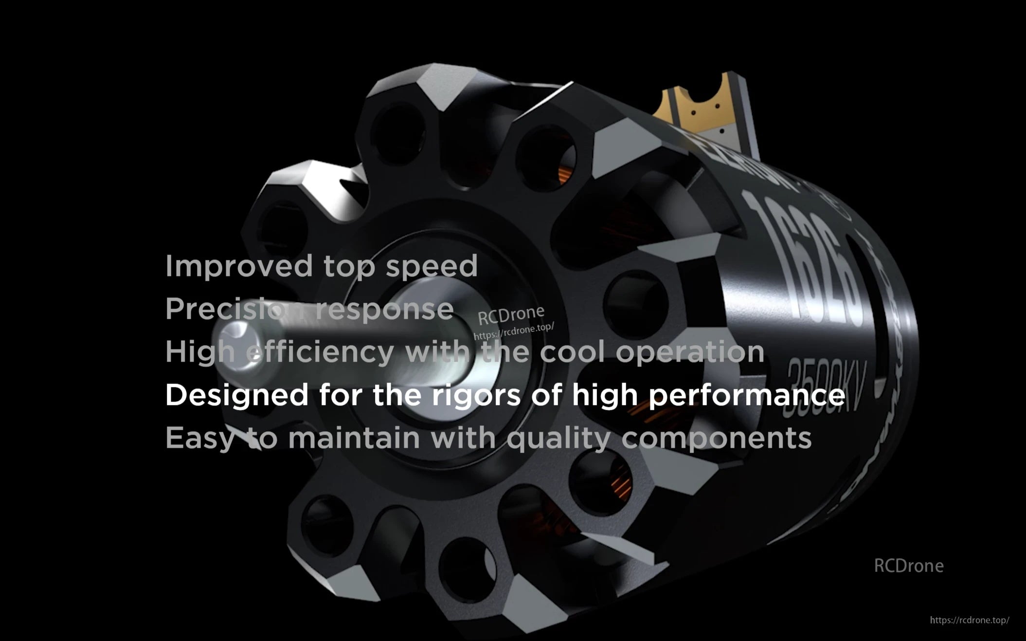 Hobbywing EZRUN 1626 Sensored Motor, Hobbywing EZRUN 1626 sensored brushless motor close-up with black alloy endbell and 2500KV label