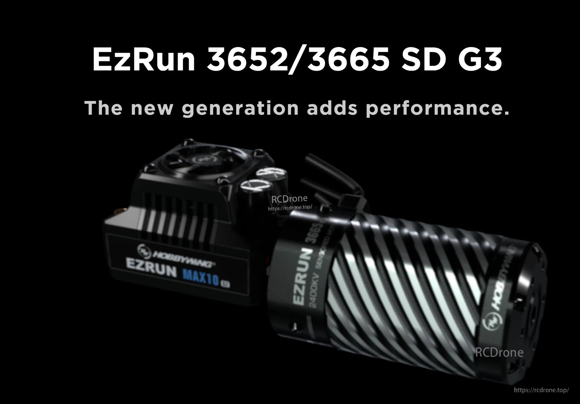 Hobbywing EZRUN 3652/3665 SD G3 sensored brushless motor with EZRUN MAX10 ESC, black finned can design