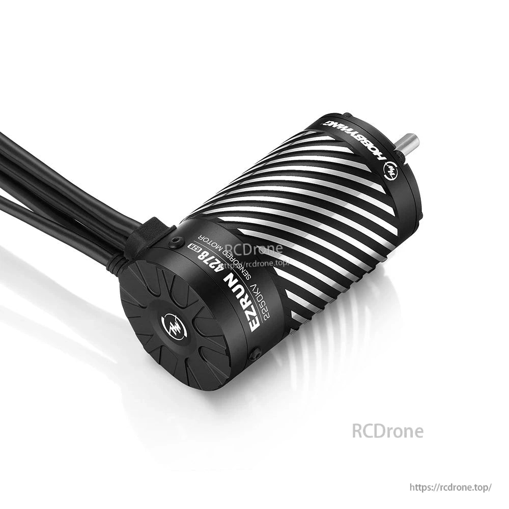 Hobbywing EZRUN 4278 2500KV sensored brushless motor with finned black can, sensor cable and output shaft