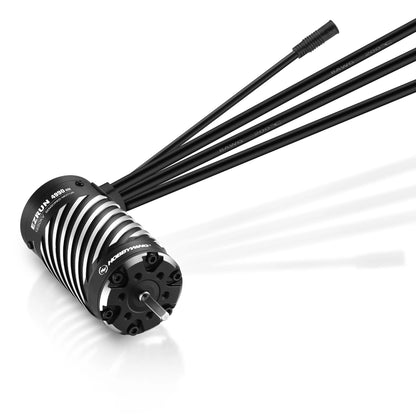 Hobbywing EZRUN 4990 G2 1650KV sensored brushless motor with finned can, shaft, and heavy-gauge leads