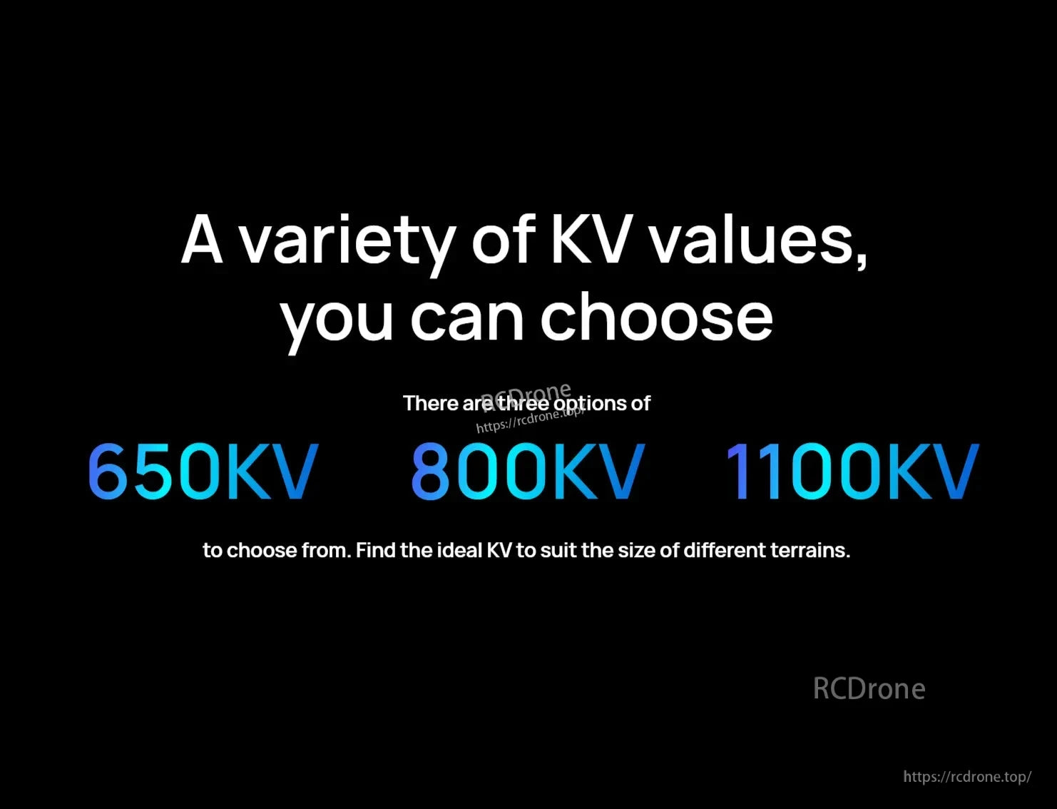 Graphic showing Hobbywing EZRUN MAX 56118 SD G2 motor KV options: 650KV, 800KV, and 1100KV