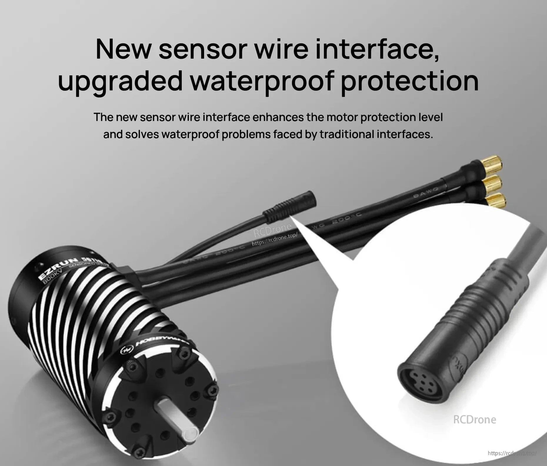 Hobbywing EZRUN 56118 sensored brushless RC motor with waterproof sensor wire interface and bullet leads