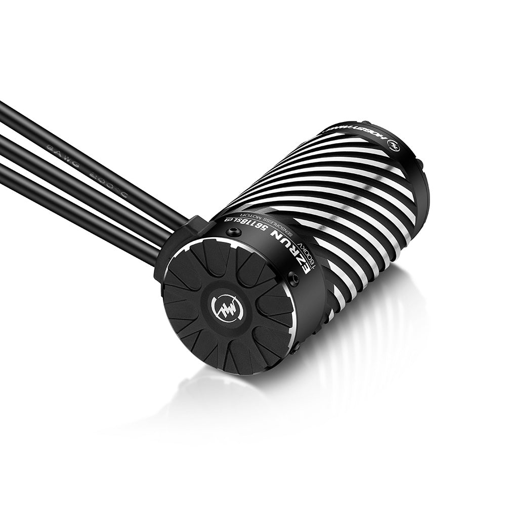 Hobbywing EZRUN MAX 56118SL G2 RC Car Motor, Hobbywing EZRUN MAX 56118SL G2 sensored brushless RC car motor with finned black can and 3-wire leads