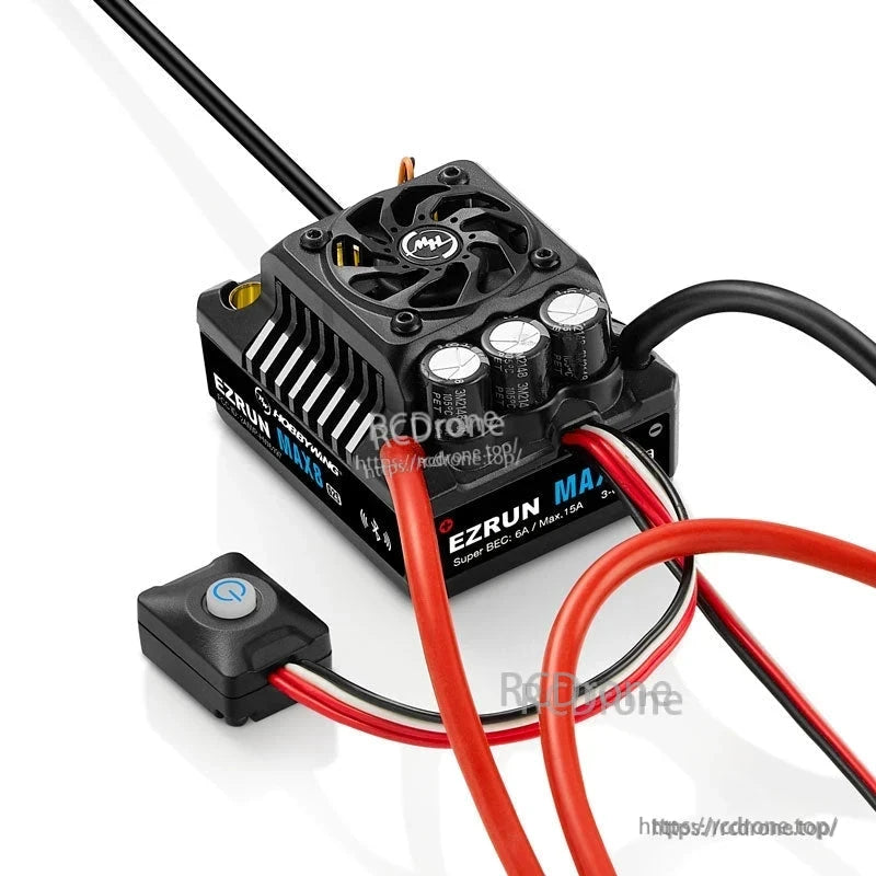 Hobbywing EZRUN MAX8 G2S Bluetooth ESC, Hobbywing EZRUN MAX8 G2S brushless ESC with cooling fan, capacitors, heavy-gauge power leads and Bluetooth module