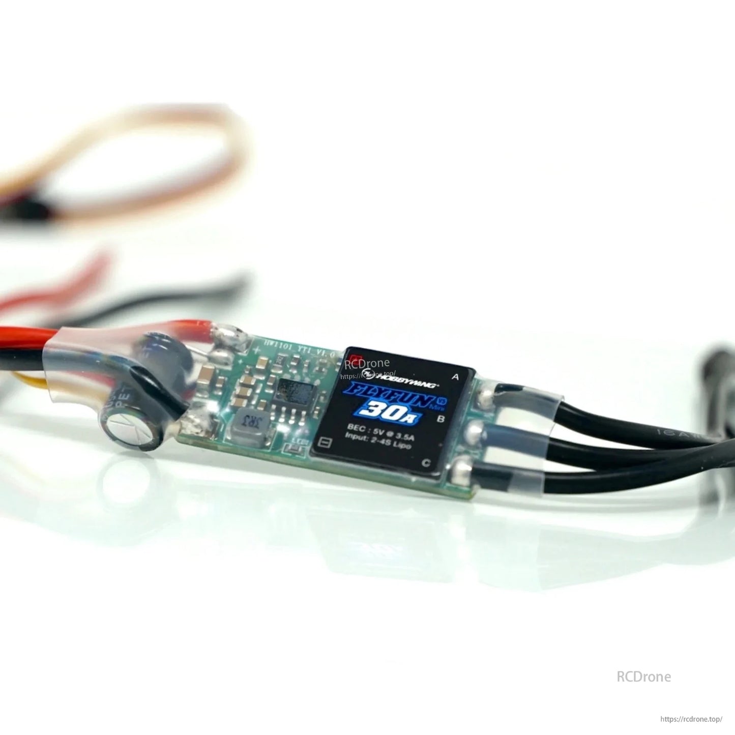 Hobbywing FlyFun V5 30A brushless ESC with 2-4S LiPo input and 5V 3.5A BEC, wired leads
