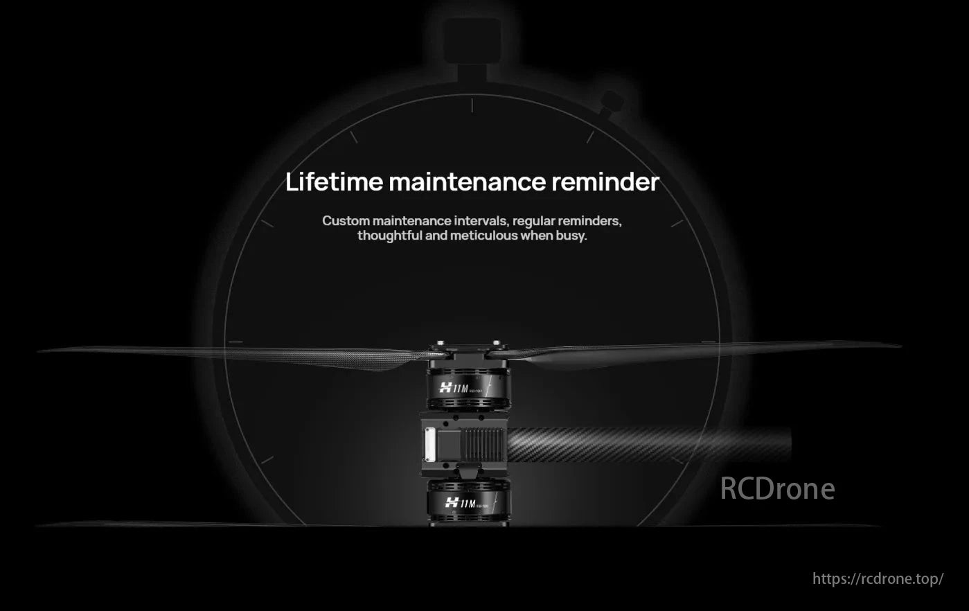 Hobbywing H11M Coaxial Motor, Lifetime maintenance reminder offers custom intervals, regular alerts, and thoughtful care for busy users.