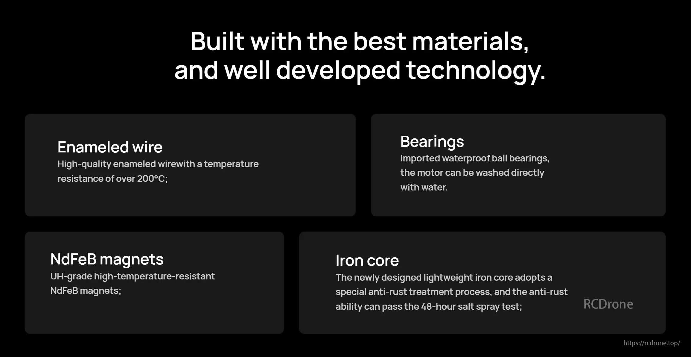 Hobbywing H11M Coaxial Motor, High-quality drone motors with temperature-resistant wire, waterproof bearings, strong magnets, and a lightweight, rust-proof core.