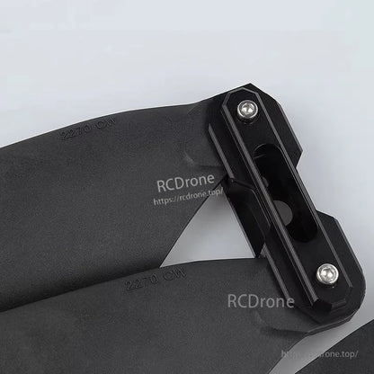 Hobbywing HF 2270 Propeller, Hobbywing HF 2270 black drone propeller blades with bolt-on hub and visible mounting screws, marked "2270 CW"