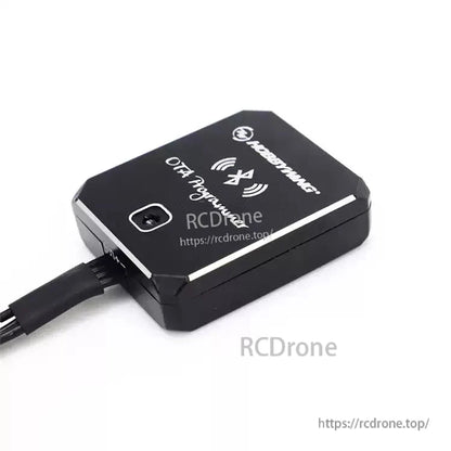 Hobbywing OTA Programmer module with Bluetooth icon and connected cable for ESC programming