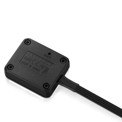 Hobbywing OTA programmer module with attached cable, reset pinhole, and embossed CE/FCC and RoHS markings