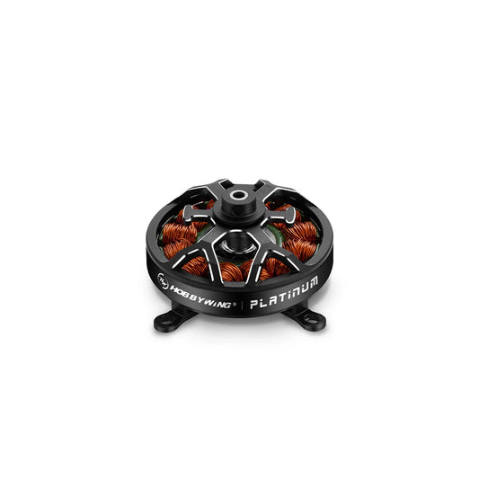 Hobbywing Platinum brushless motor for indoor RC planes, black open-frame design with copper windings