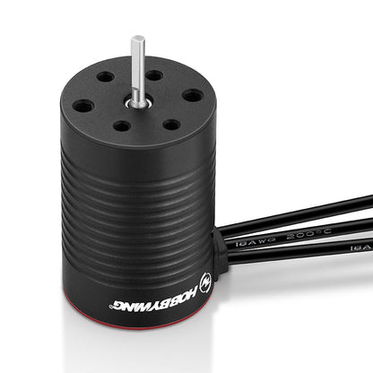 Hobbywing QUICRUN 2435 G3 sensorless brushless motor with finned black can, 3-wire leads and steel shaft