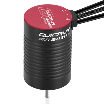 Hobbywing QUICRUN 2435 G3 sensorless brushless motor 6500KV with black heatsink can and three wires