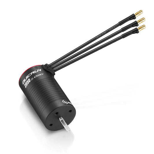 Hobbywing QUICRUN 2850 SL G2 4700KV sensorless brushless motor with 3-wire bullet connectors and shaft