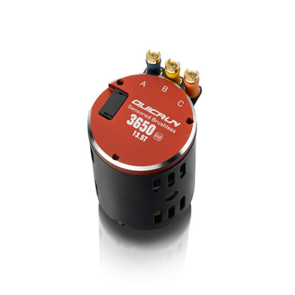 Hobbywing QUICRUN 3650 G2 sensored brushless RC motor, 13.5T, with A/B/C bullet terminals and sensor port