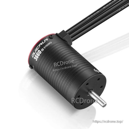 Hobbywing QUICRUN 3660 3150KV sensorless brushless motor with 3-wire lead and output shaft