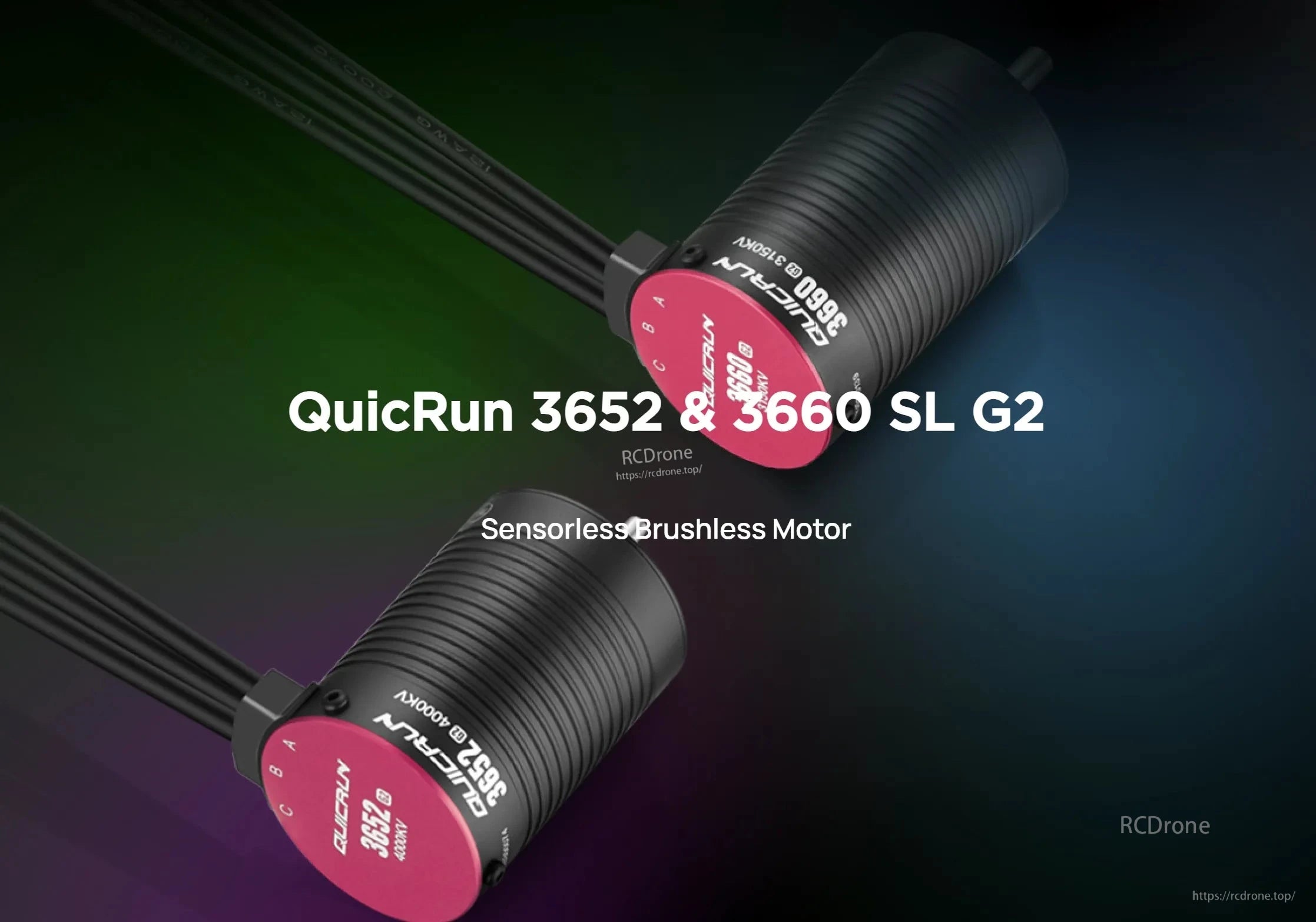 Hobbywing QUICRUN 3660 SL G2 sensorless brushless motor with ribbed black can, red end cap, and three wires