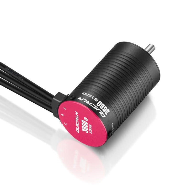 Hobbywing QUICRUN 3660 G2 sensorless brushless motor with 3150KV label and A/B/C phase wires