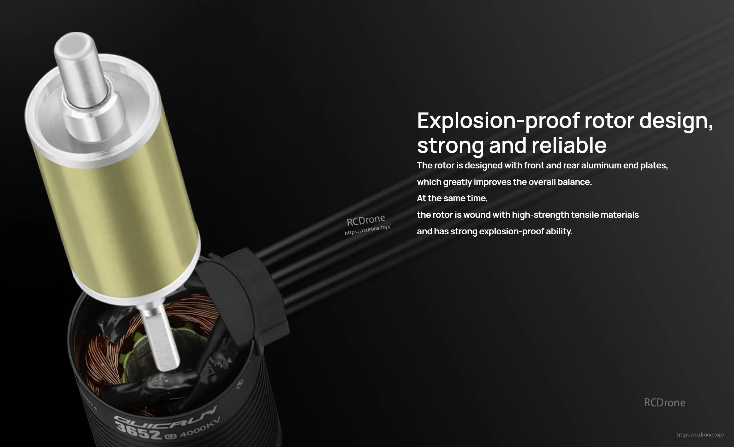 Hobbywing QUICRUN sensorless brushless motor rotor close-up with aluminum end plates and 4000KV marking