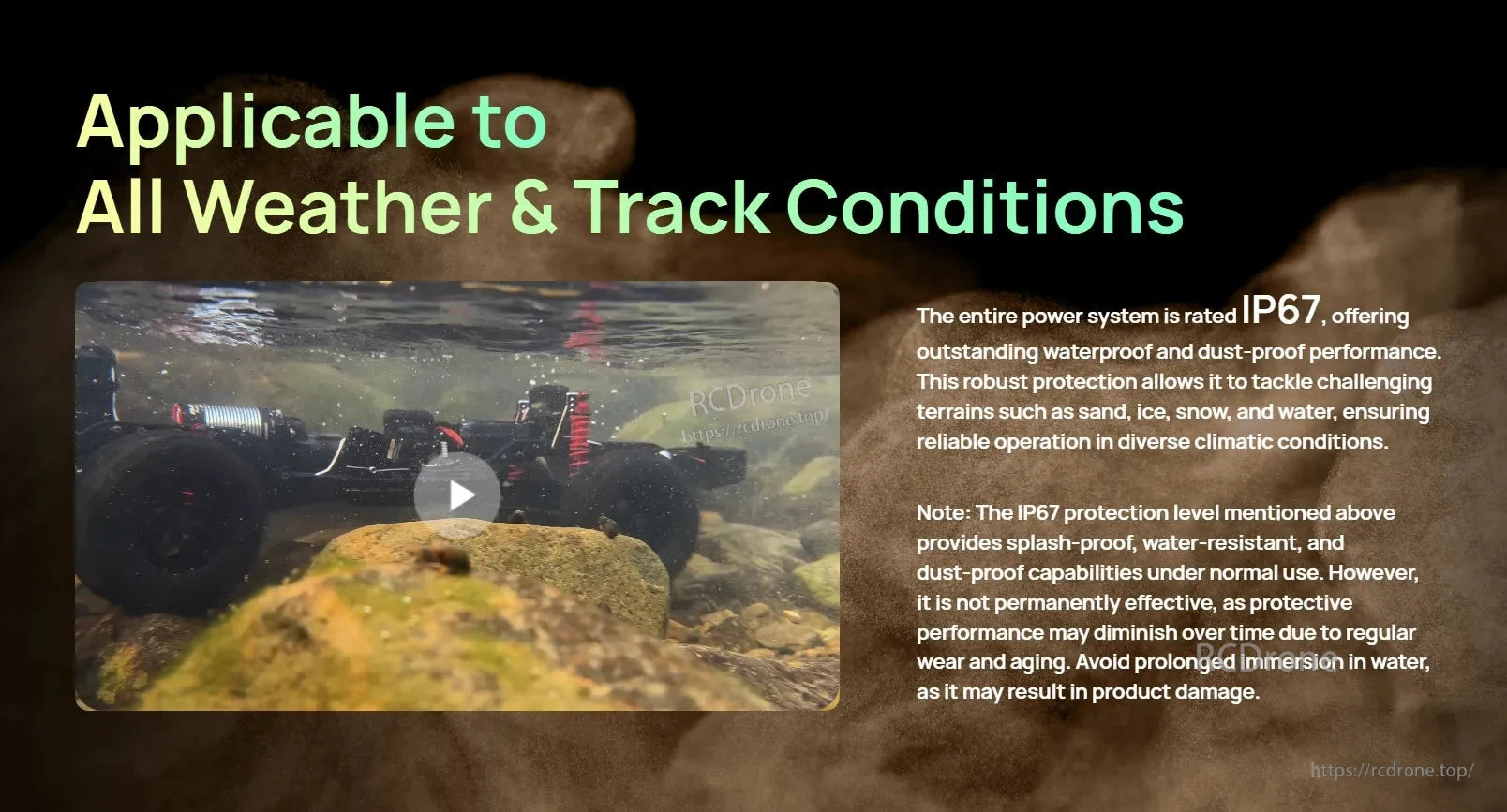 Hobbywing QUICRUN Fusion 8IGHT power system IP67 waterproof rating for 1/8 rock crawler use