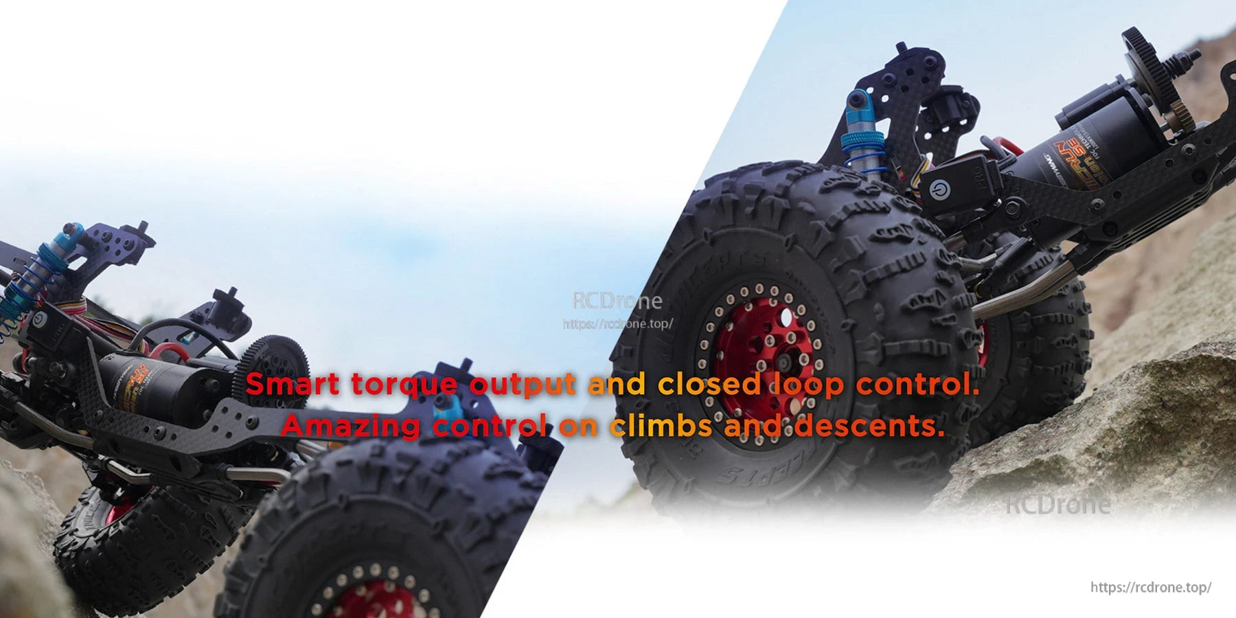 Hobbywing QUICRUN Fusion SE 2-in-1 ESC and motor installed in a 1/10 RC crawler chassis with large tires