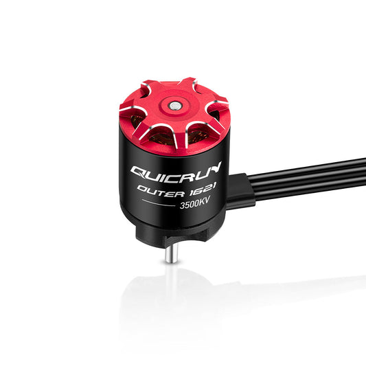 Hobbywing QUICRUN Outer 1621SL 3500KV Motor, Hobbywing QUICRUN Outer 1621SL 3500KV brushless motor with red top cap, black housing and wire lead