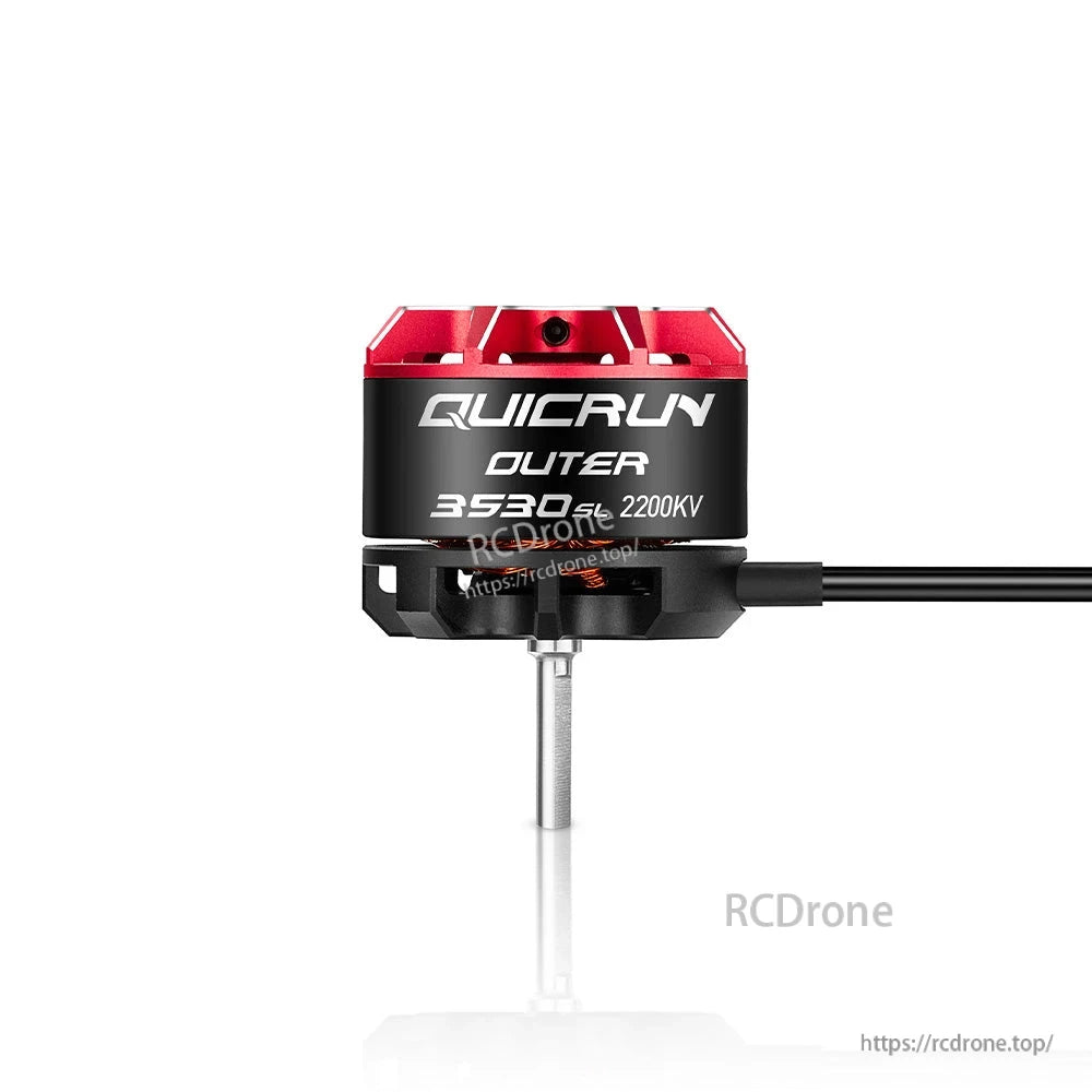 Hobbywing QUICRUN Outer 3530SL 2200KV brushless motor with red end cap, black can, wires, and output shaft