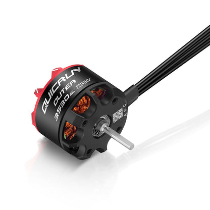 Hobbywing QUICRUN Outer 3530SL 2200KV brushless motor with red endbell, exposed windings, and output shaft