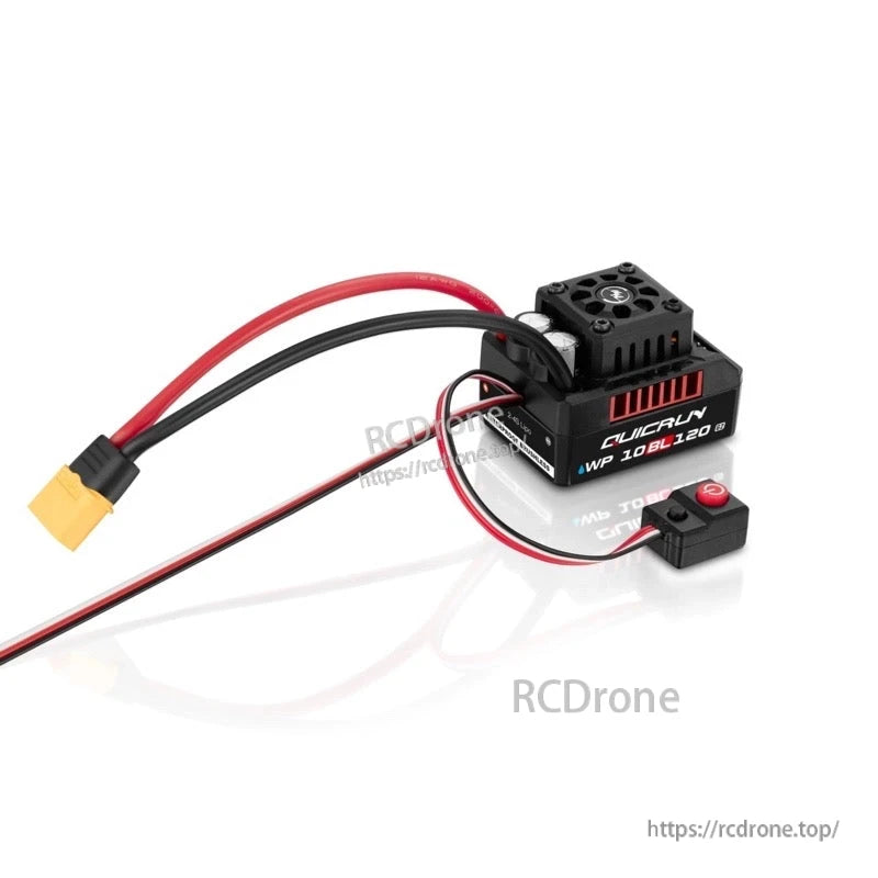 Hobbywing QUICRUN WP 10BL120 G2 ESC, Hobbywing QUICRUN WP 10BL120 G2 brushless ESC with cooling fan, power leads and switch module