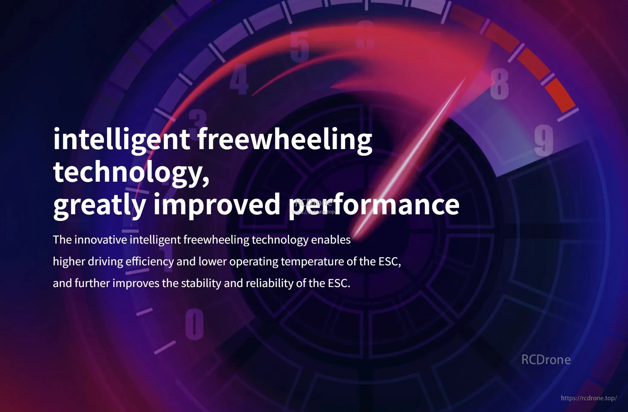 Graphic highlighting intelligent freewheeling technology for the Hobbywing QUICRUN WP 10BL120 G2 ESC