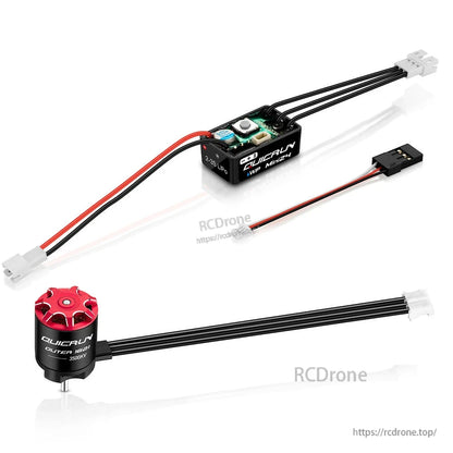 Hobbywing QUICRUN WP Mini24 ESC with battery and receiver leads, paired with QUICRUN Outer 1621 3500KV motor