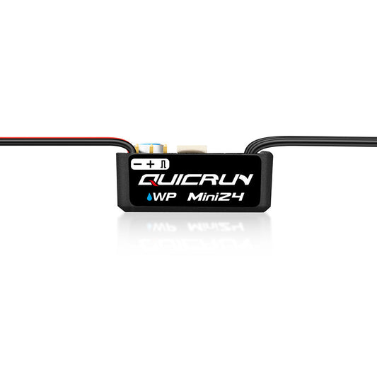 Hobbywing QUICRUN WP Mini24 ESC module with QUICRUN label and attached power and motor wires
