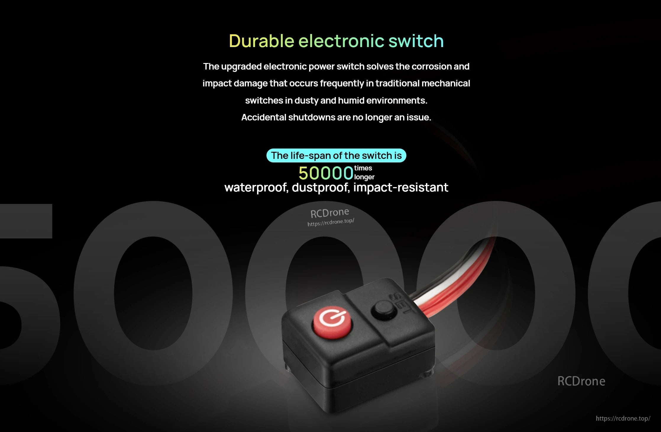 Hobbywing QuicRun WP 8BL150 G2 ESC, Compact Hobbywing electronic power switch with red round power button, small SET button and three-wire cable