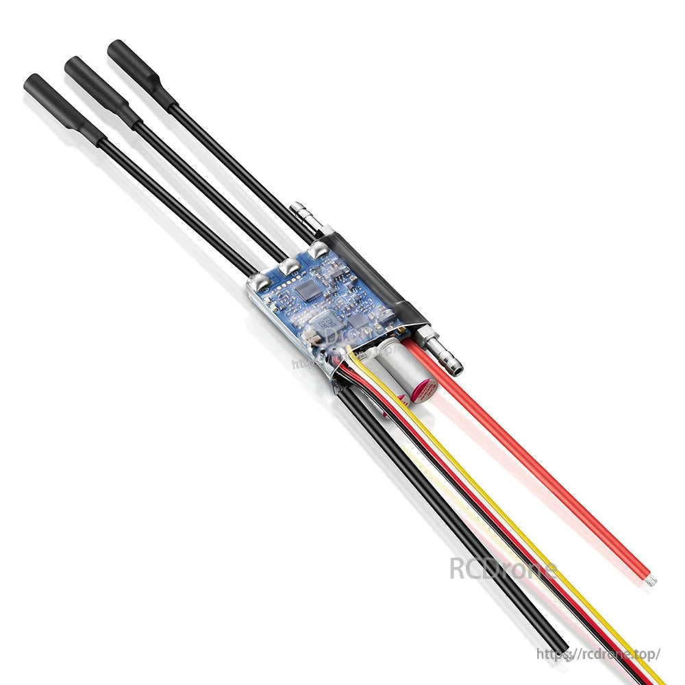Hobbywing SeaKing Pro 70A G2 boat ESC with heat-shrink case, three motor leads and red/black battery wires