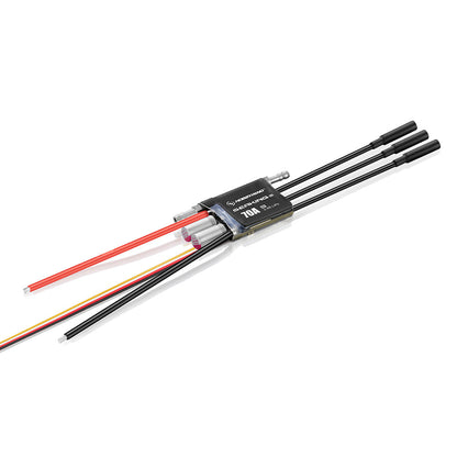 Hobbywing SeaKing Pro 70A G2 boat ESC with heat-shrink case, three motor leads, battery wires, and receiver lead