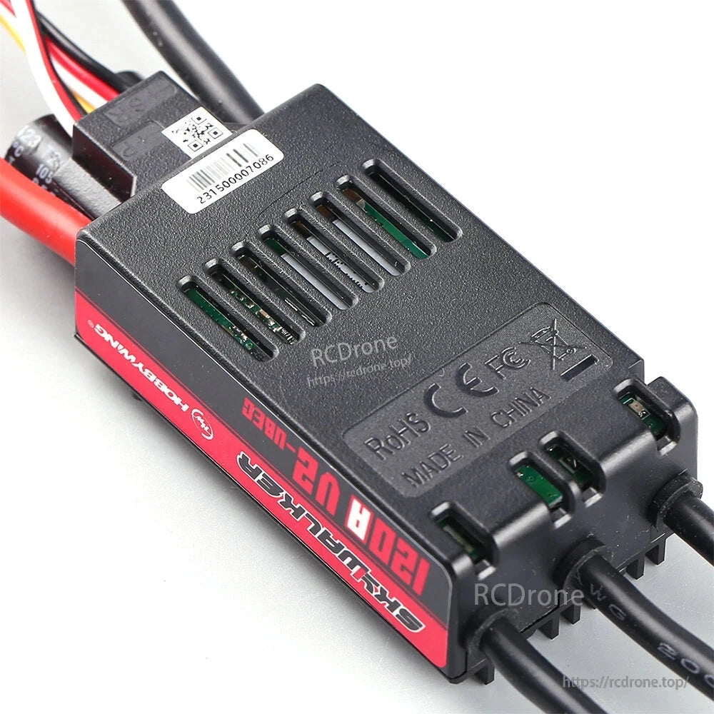Hobbywing Skywalker 120A V2 UBEC single ESC with vented black case and heavy-gauge power and motor wires